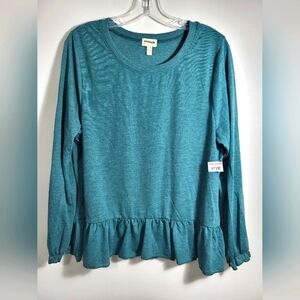 NWT greige green peasant top women's XL  #2602